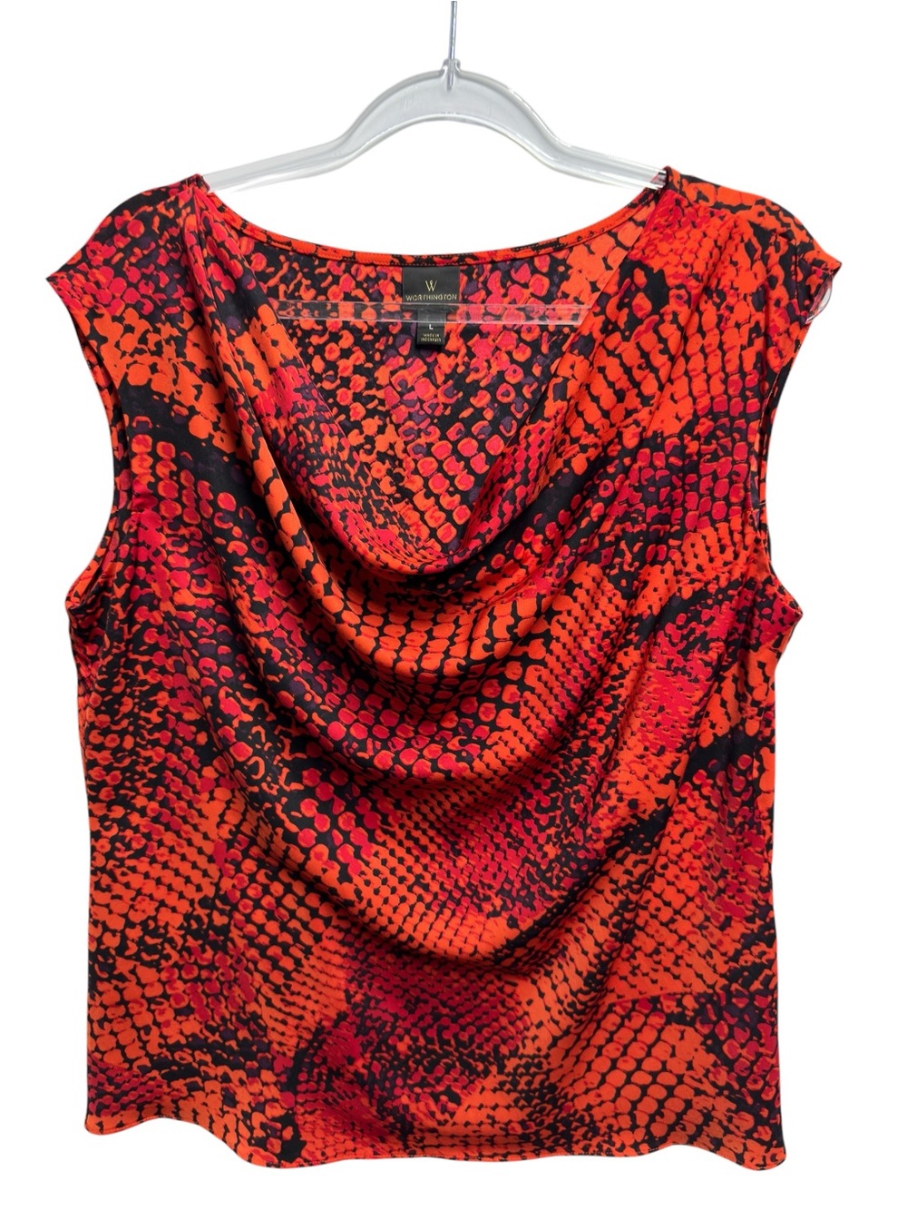 Tuxedo Silky Chiffon Knit Snake Polka Dots Watercolor Art Blouse Top